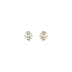 Oval Bezel-Set Stud Earrings · 0.1–0.33 ct — 14K Yellow Gold view 2