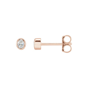 Oval Bezel-Set Stud Earrings · 0.1–0.33 ct — 14K Rose Gold