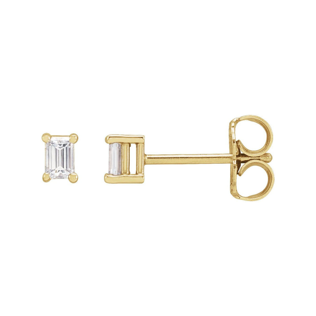 Straight Baguette 4-Prong Stud Earrings · 0.07–0.25 ct — 14K Yellow Gold