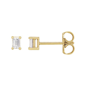 Straight Baguette 4-Prong Stud Earrings · 0.07–0.25 ct — 14K Yellow Gold