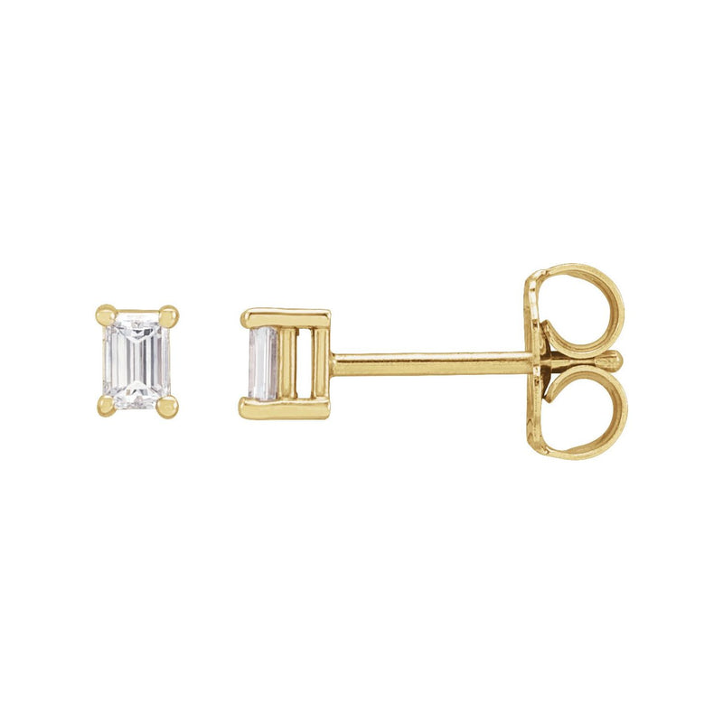 Straight Baguette 4-Prong Stud Earrings · 0.07–0.25 ct — 14K Yellow Gold