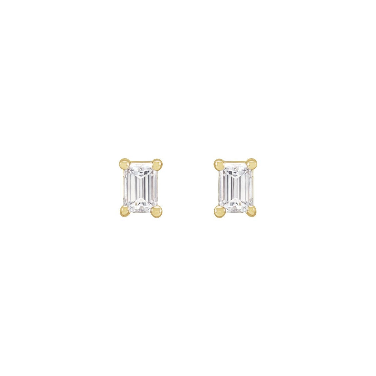 Straight Baguette 4-Prong Stud Earrings · 0.07–0.25 ct — 14K Yellow Gold view 2