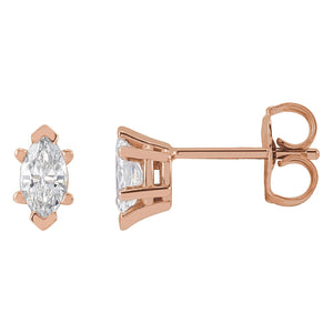 Marquise 6-Prong V-End Stud Earrings · 0.38–0.5 ct — 14K Rose Gold