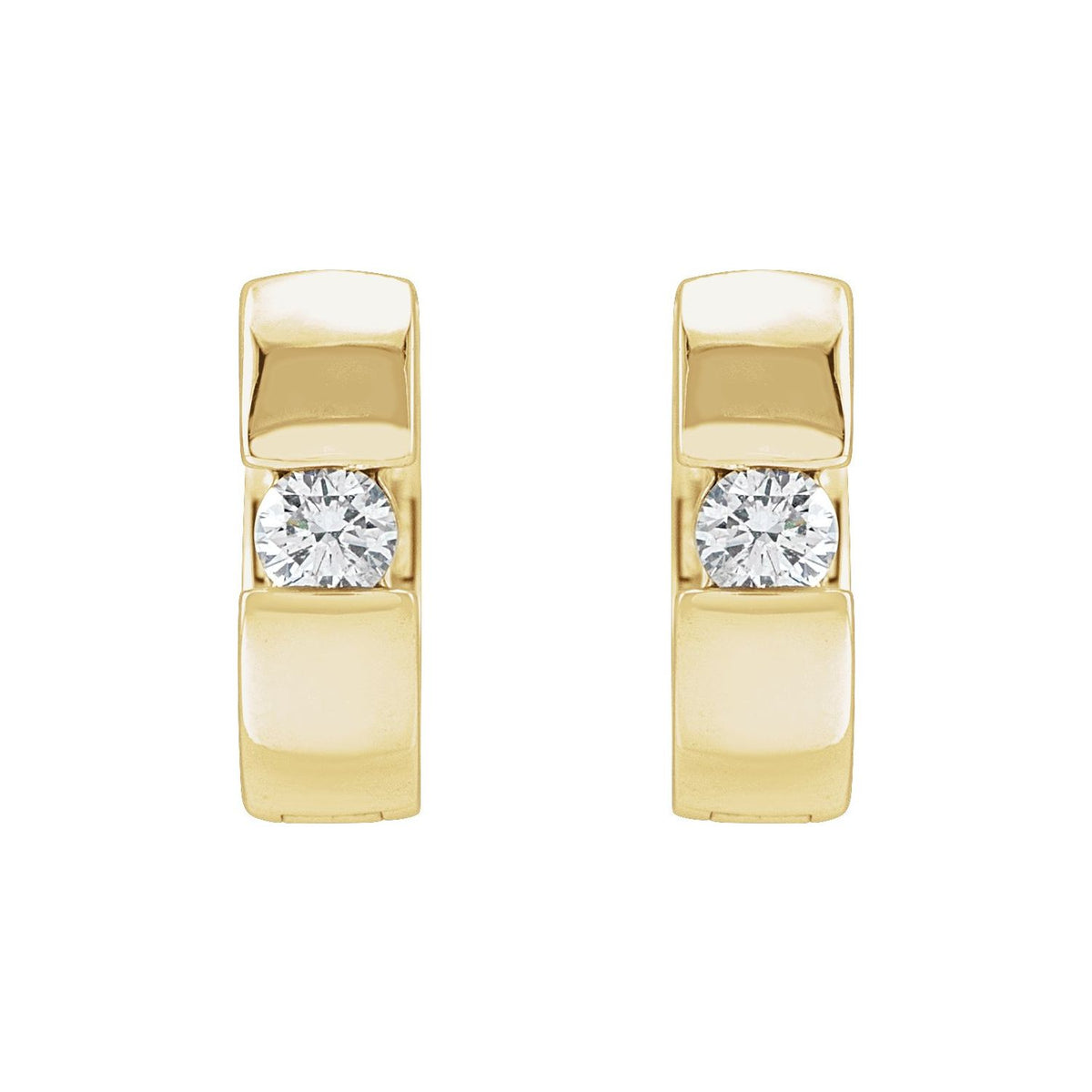 Accented Huggie Hoop Earrings · 0.13–0.33 ct — 14K Yellow Gold view 2