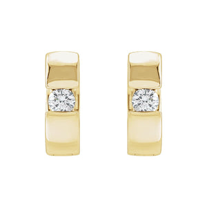 Accented Huggie Hoop Earrings · 0.13–0.33 ct — 14K Yellow Gold view 2