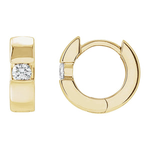 Accented Huggie Hoop Earrings · 0.13–0.33 ct — 14K Yellow Gold