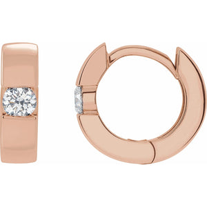 Accented Huggie Hoop Earrings · 0.13–0.33 ct — 14K Rose Gold