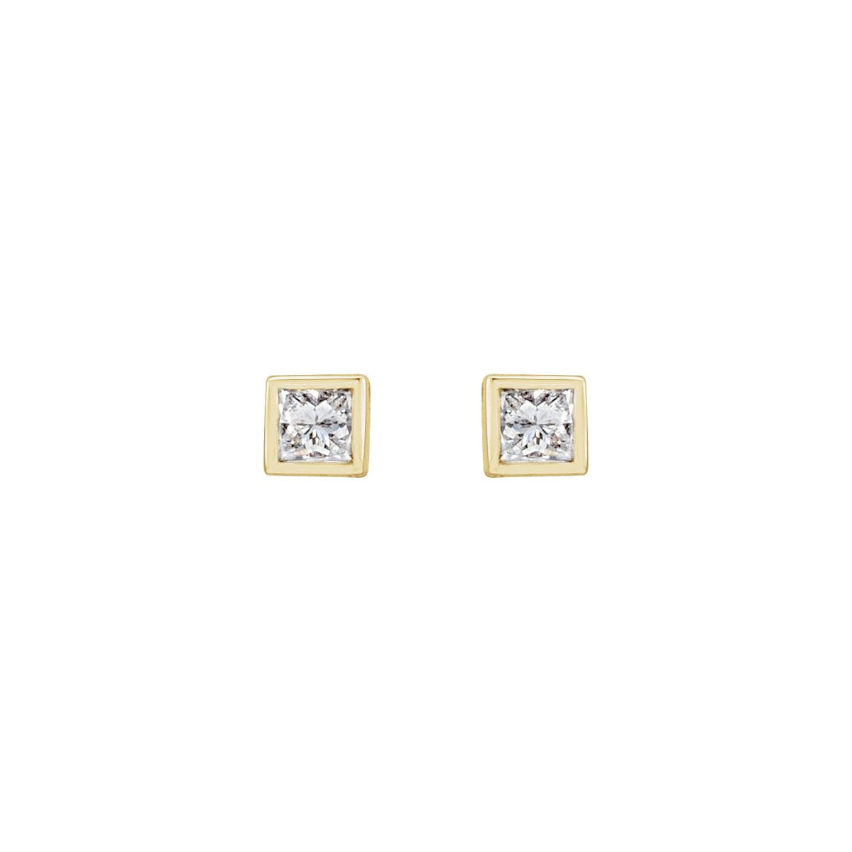 Square Bezel-Set Stud Earrings · 0.13–0.63 ct — 14K Yellow Gold view 2