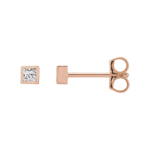 Square Bezel-Set Stud Earrings · 0.13–0.63 ct — 14K Rose Gold