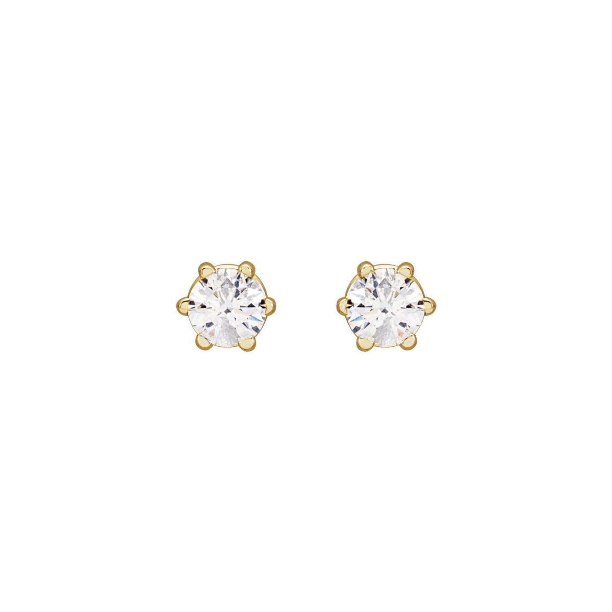 Round 6-Prong Stud Earrings · 0.17–2 ct — 14K Yellow Gold view 2