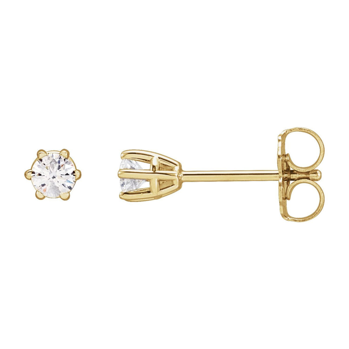 Round 6-Prong Stud Earrings · 0.17–2 ct — 14K Yellow Gold