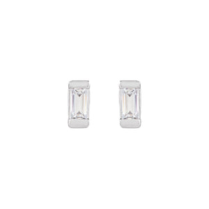 Straight Baguette Bezel-Set Stud Earrings · 0.08–0.38 ct — 14K White Gold view 2