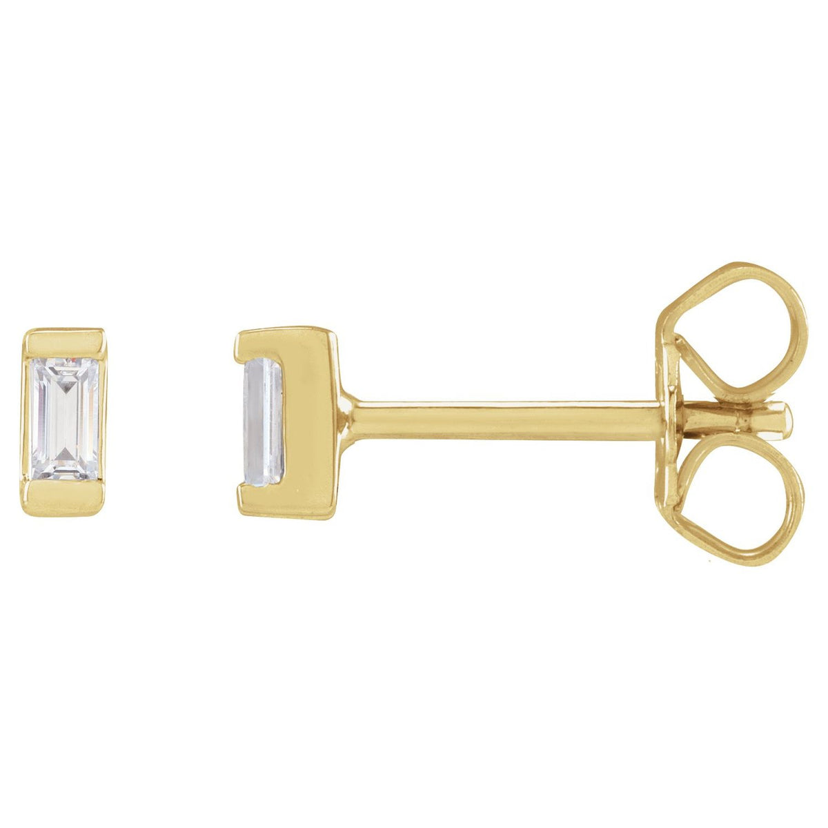 Straight Baguette Bezel-Set Stud Earrings · 0.08–0.38 ct — 14K Yellow Gold