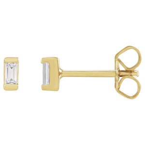 Straight Baguette Bezel-Set Stud Earrings · 0.08–0.38 ct — 14K Yellow Gold