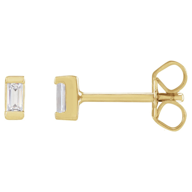 Straight Baguette Bezel-Set Stud Earrings · 0.08–0.38 ct — 14K Yellow Gold