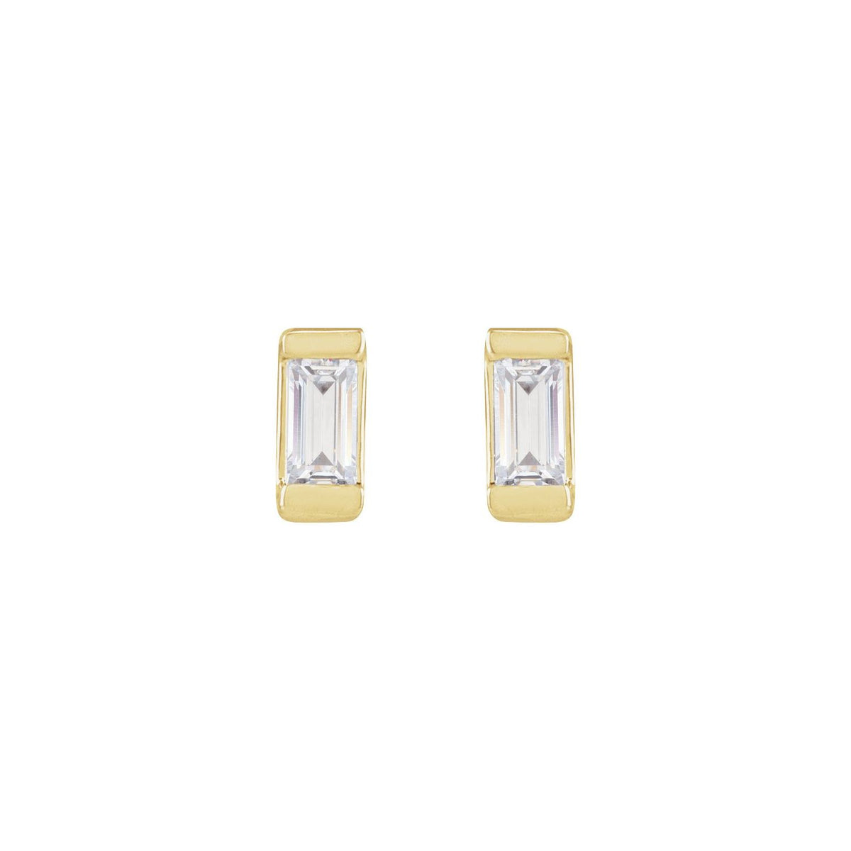 Straight Baguette Bezel-Set Stud Earrings · 0.08–0.38 ct — 14K Yellow Gold view 2