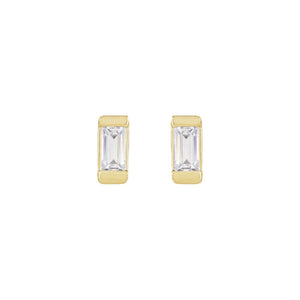Straight Baguette Bezel-Set Stud Earrings · 0.08–0.38 ct — 14K Yellow Gold view 2