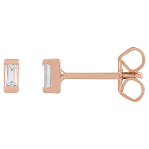 Straight Baguette Bezel-Set Stud Earrings · 0.08–0.38 ct — 14K Rose Gold