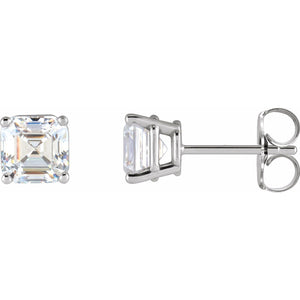 Asscher 4-Prong Stud Earrings · 0.2–0.5 ct — 14K White Gold