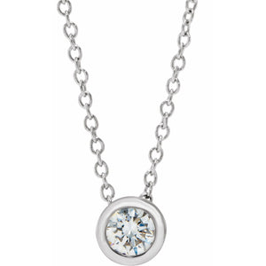 Bezel-Set Solitaire Necklace · 4.25–7.5 ct — 14K White Gold