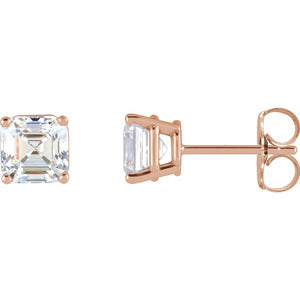 Asscher 4-Prong Stud Earrings · 0.2–0.5 ct — 14K Rose Gold