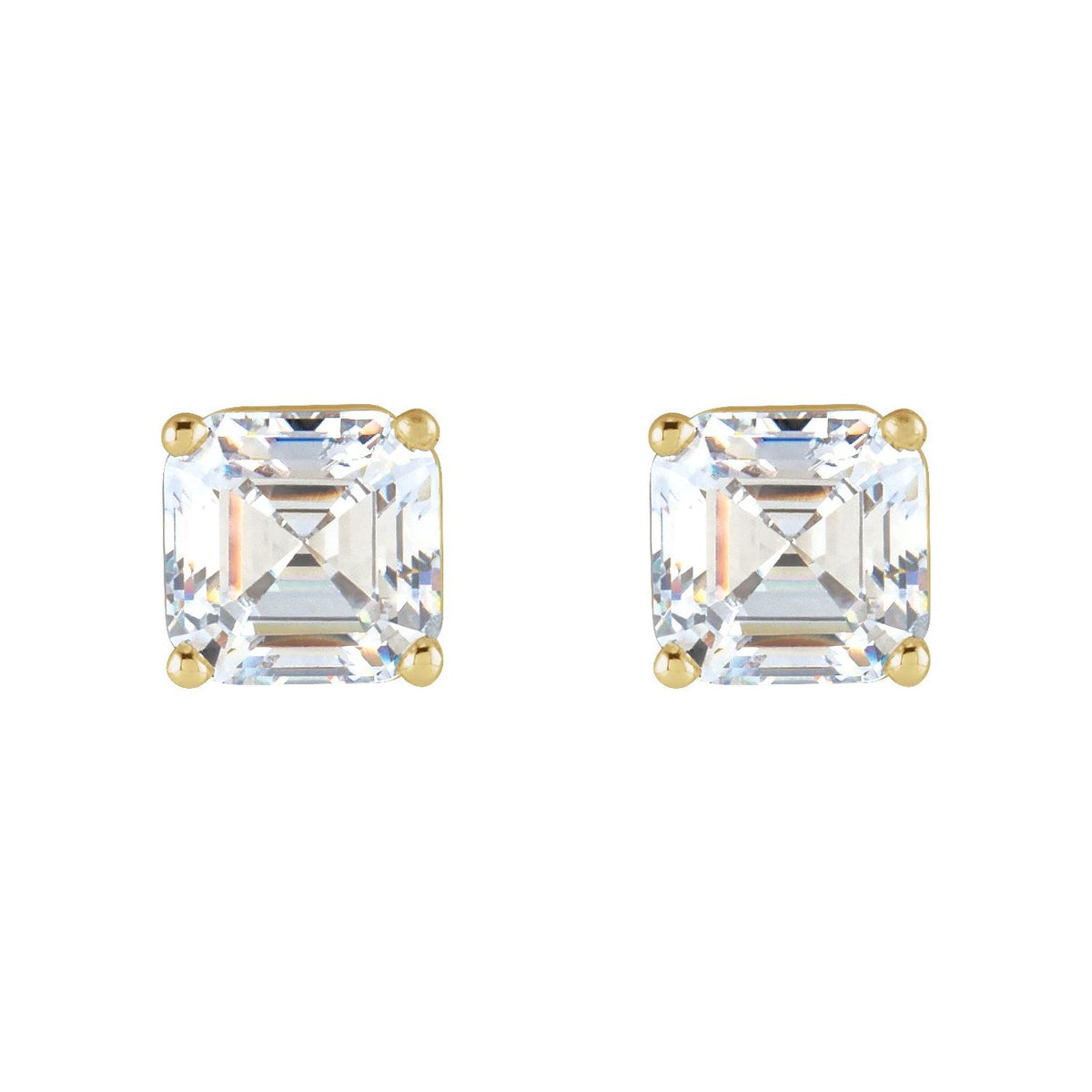 Asscher 4-Prong Stud Earrings · 0.2–0.5 ct — 14K Yellow Gold view 2