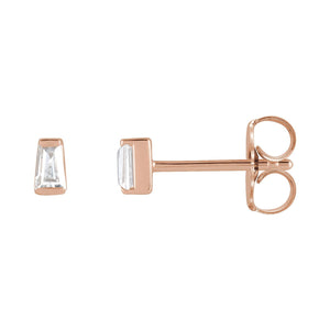 Tapered Baguette Channel-Set Stud Earrings · 0.13–0.2 ct — 14K Rose Gold