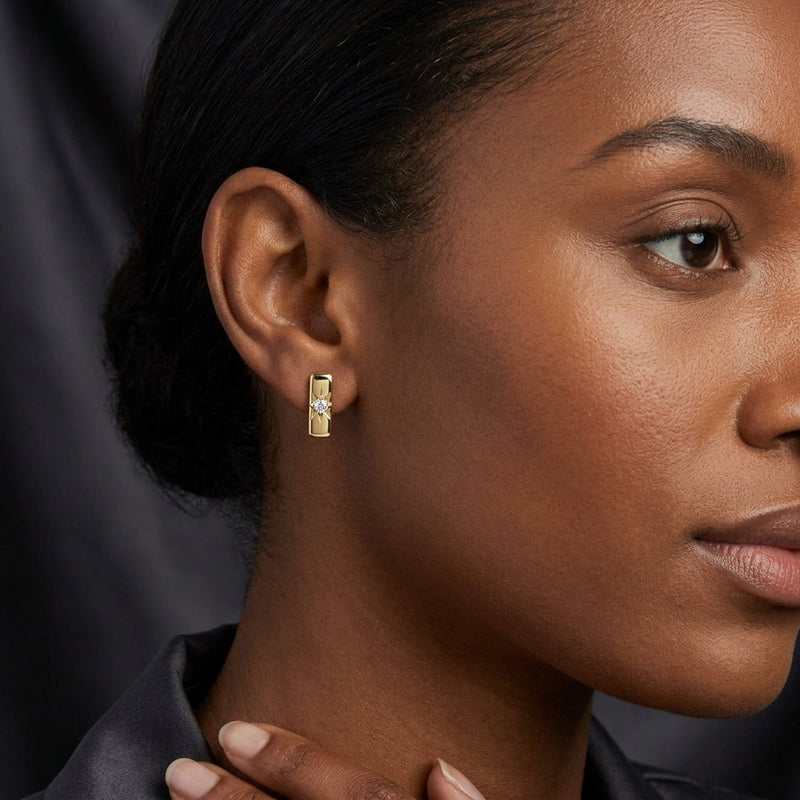 Worn: Accented Bar Earrings · 0.07 ct — AI-rendered styling image