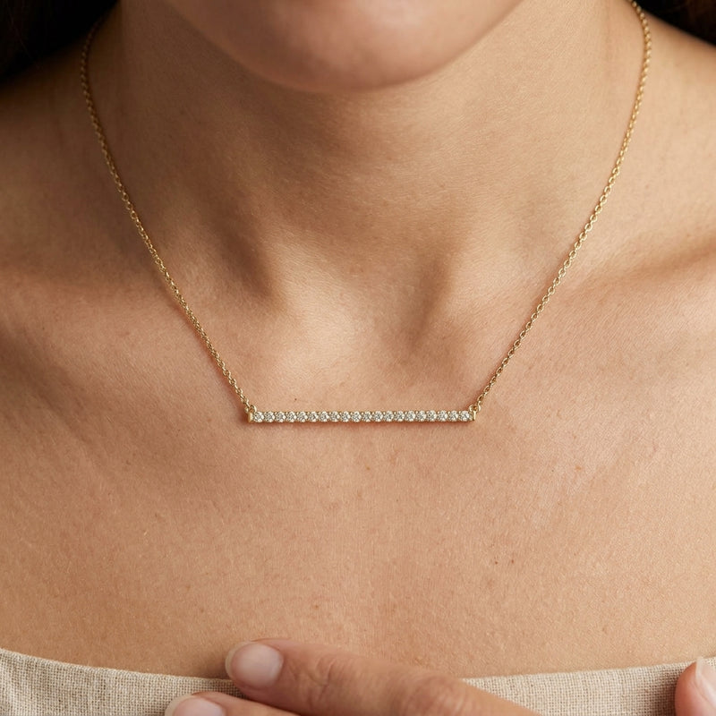 Worn: Accented Bar Necklace · 1.27–2.3 ct — AI-rendered styling image