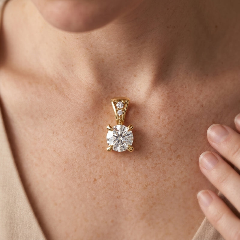 Worn: Accented Claw-Prong Pendant · 4.3 ct — AI-rendered styling image