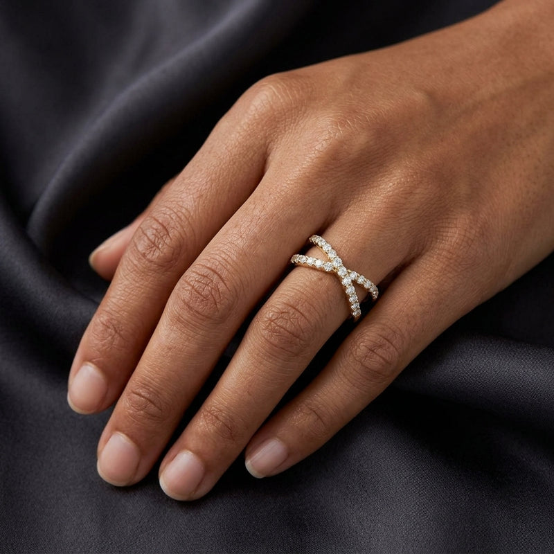 Worn: Accented Criss-Cross Ring · 0.5 ct — AI-rendered styling image