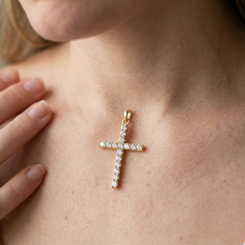 Worn: Accented Cross Necklace · 1.4–3.5 ct — AI-rendered styling image
