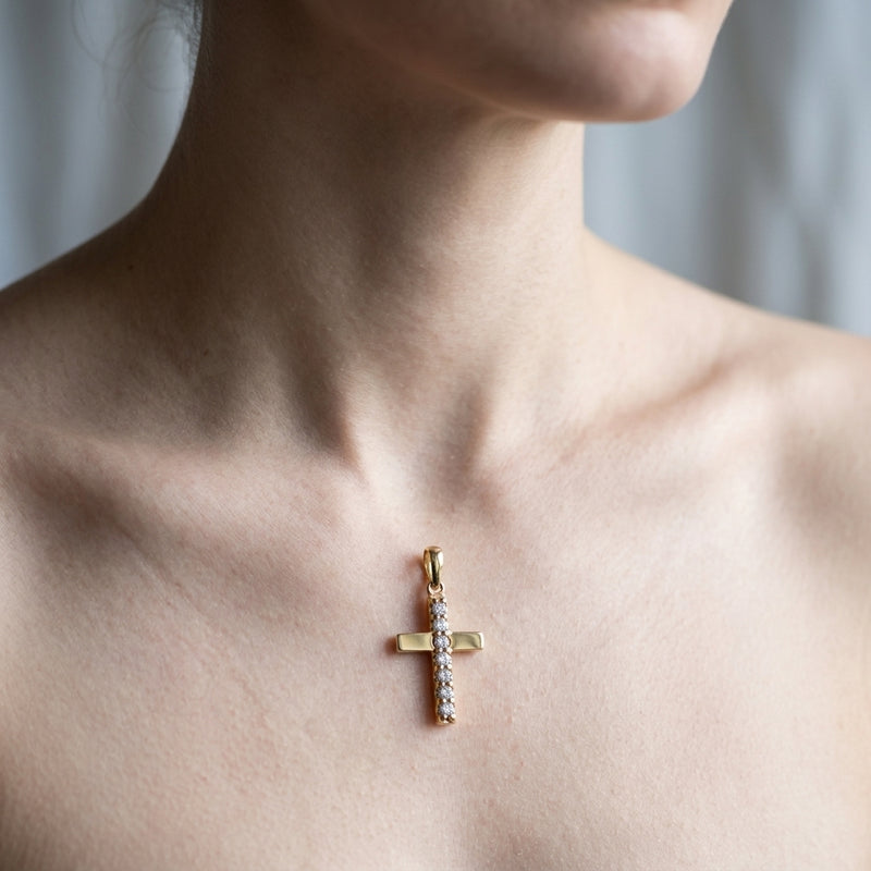 Worn: Accented Cross Necklace · 1.6 ct — AI-rendered styling image