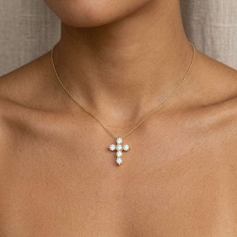 Worn: Accented Cross Necklace · 1.97–3.2 ct — AI-rendered styling image
