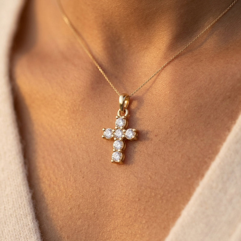 Worn: Accented Cross Necklace · 2.45–6.3 ct — AI-rendered styling image