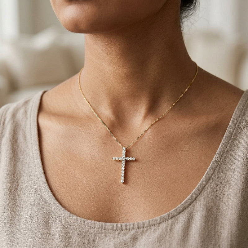 Worn: Accented Cross Pendant · 2.73 ct — AI-rendered styling image