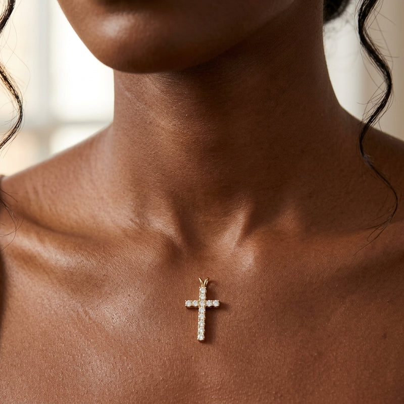 Worn: Accented Cross Pendant · 4.25 ct — AI-rendered styling image