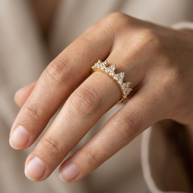 Worn: Accented Crown Ring · 0.63 ct — AI-rendered styling image