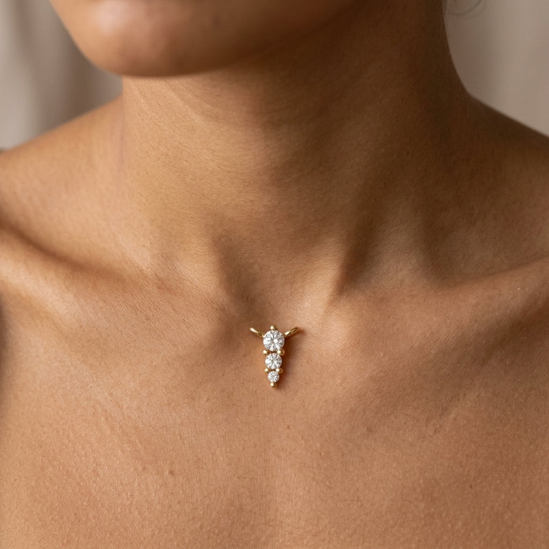 Worn: Accented Graduated Bar Necklace · 0.03–0.17 ct — AI-rendered styling image