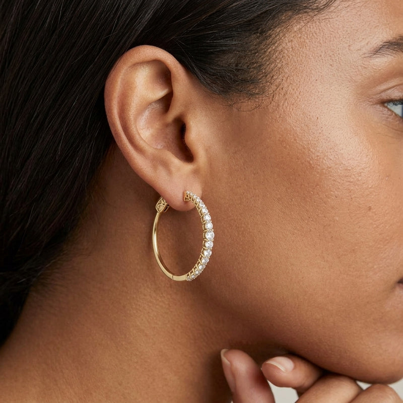 Worn: Accented Graduated Hoop Earrings · 1.33 ct — AI-rendered styling image