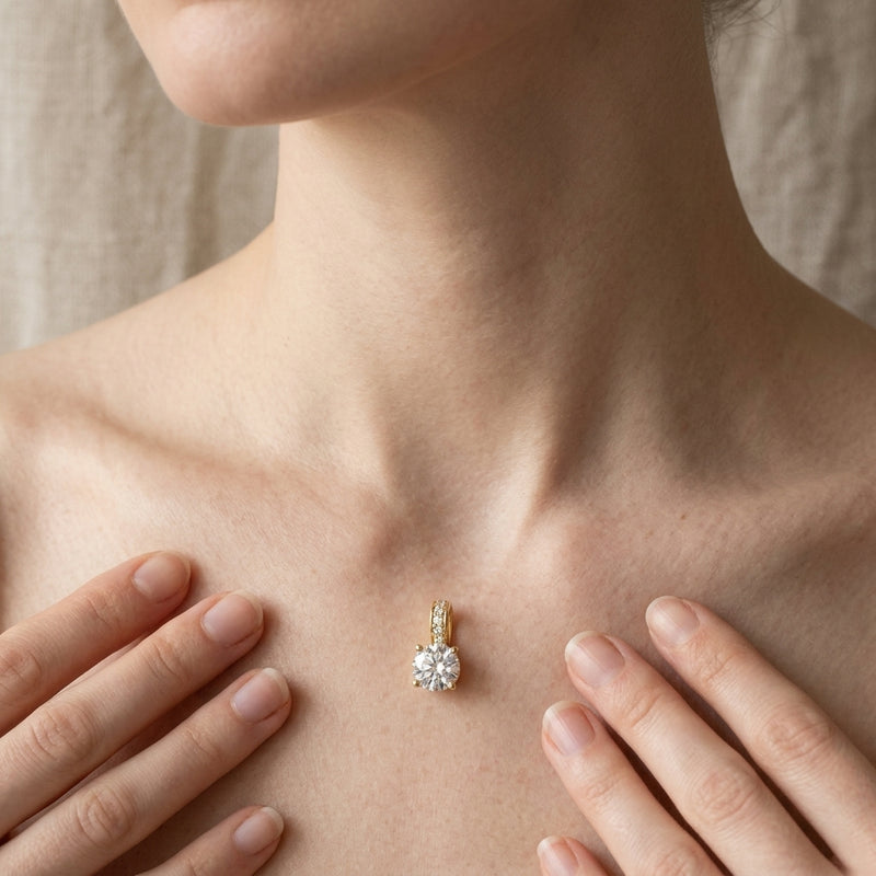 Worn: Accented Hidden Halo-Style Pendant · 5.3 ct — AI-rendered styling image