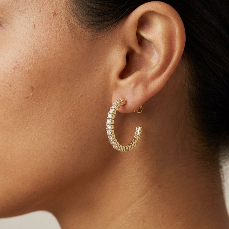 Worn: Accented Hoop Earrings · 0.5–2.2 ct — AI-rendered styling image