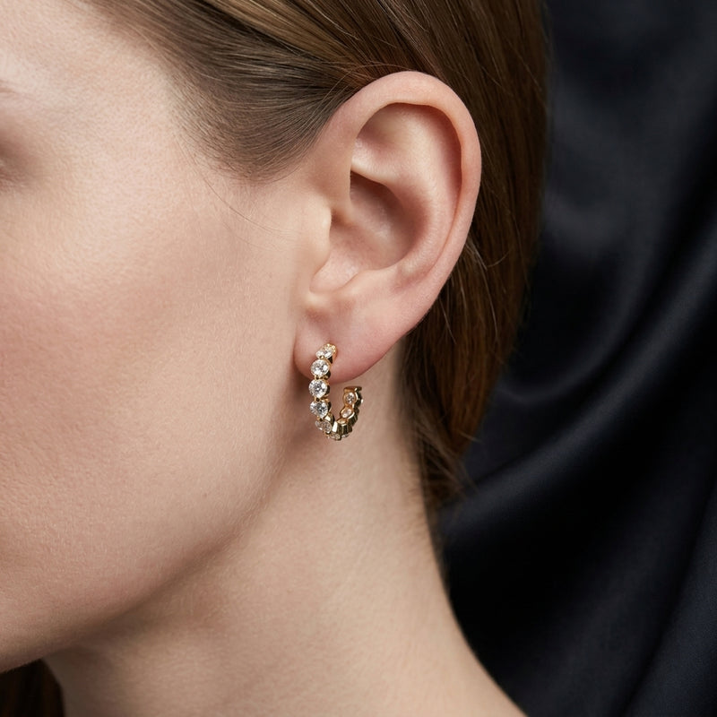 Worn: Accented Hoop Earrings · 0.75–1.38 ct — AI-rendered styling image