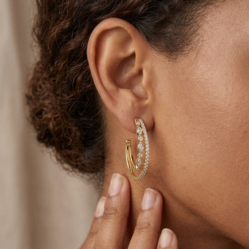 Worn: Accented Hoop Earrings · 1.2 ct — AI-rendered styling image