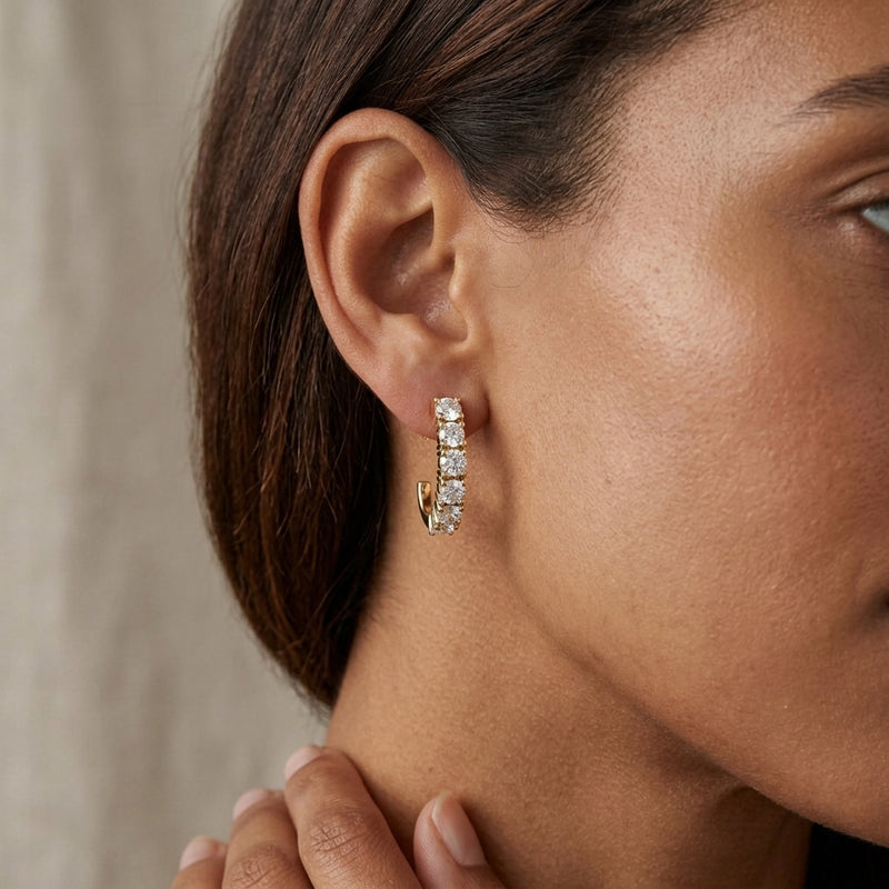Worn: Accented J-Hoop Earrings · 1.5 ct — AI-rendered styling image