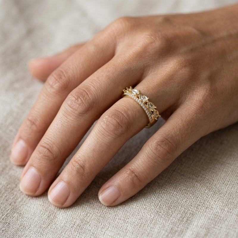 Worn: Accented Ring · 0.08–1.13 ct — AI-rendered styling image