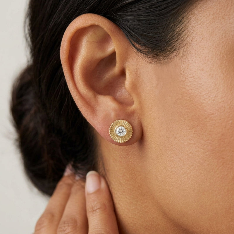 Worn: Accented Starburst Stud Earrings · 0.33 ct — AI-rendered styling image