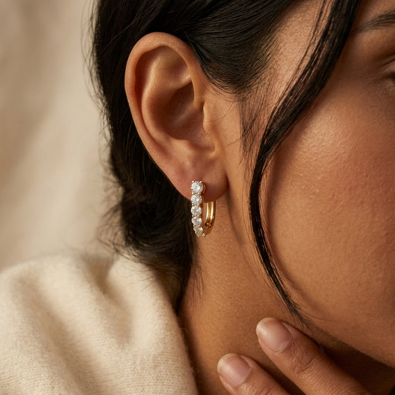 Worn: Accented U-Hoop Earrings · 0.5 ct — AI-rendered styling image