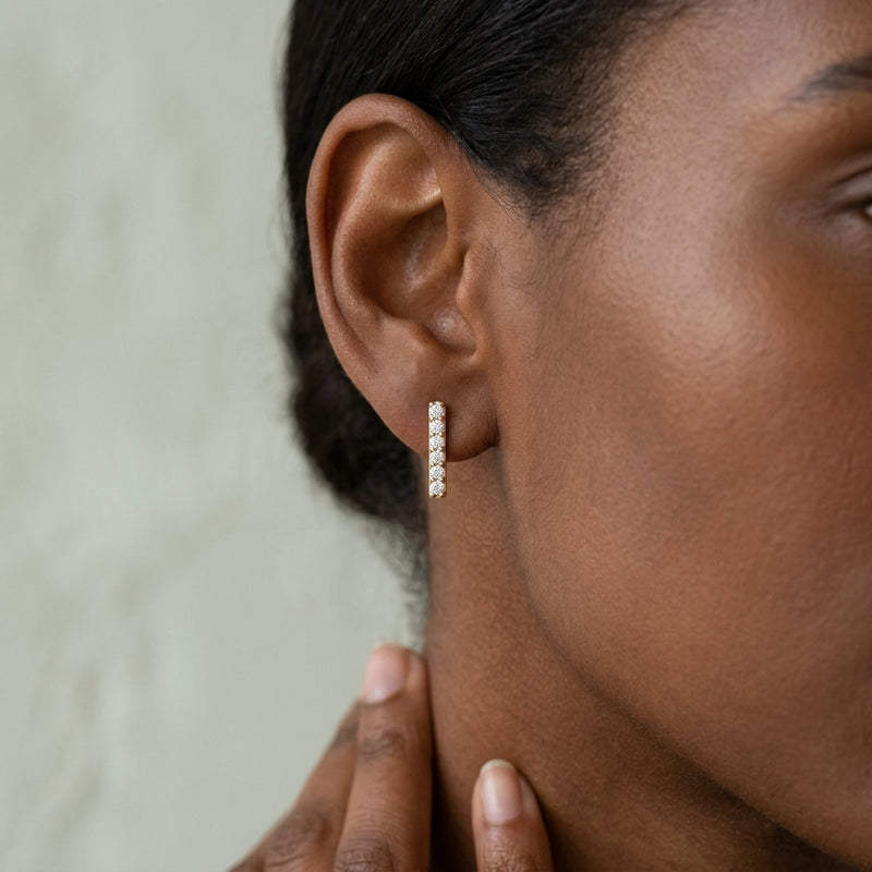Worn: Bar Earrings · 0.1 ct — AI-rendered styling image