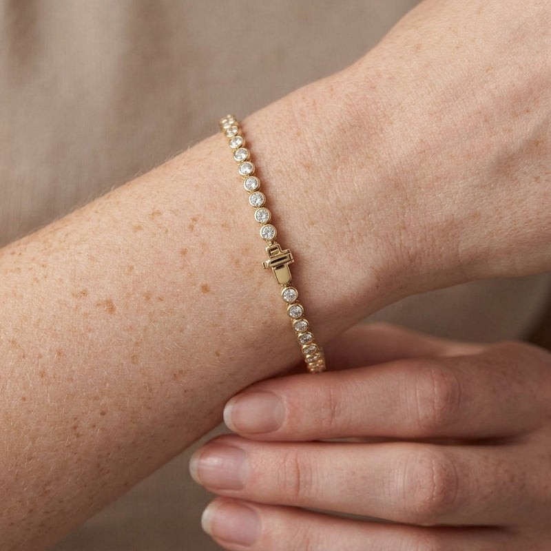 Worn: Bezel-Set Bracelet · 3.5 ct — AI-rendered styling image